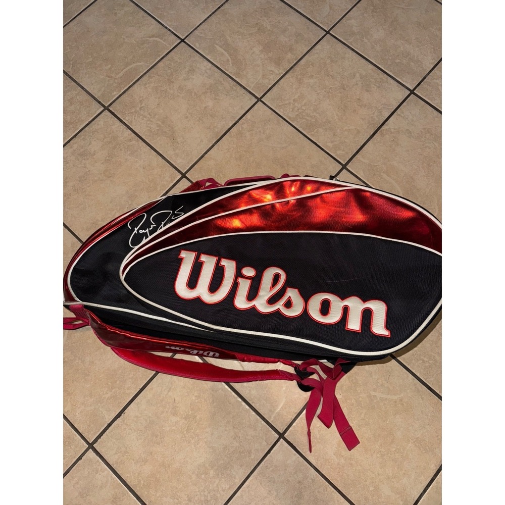 Wilson Federer Team 6+ Tennis Racket Bag Red Black Insulated Backpack Racquet Ba